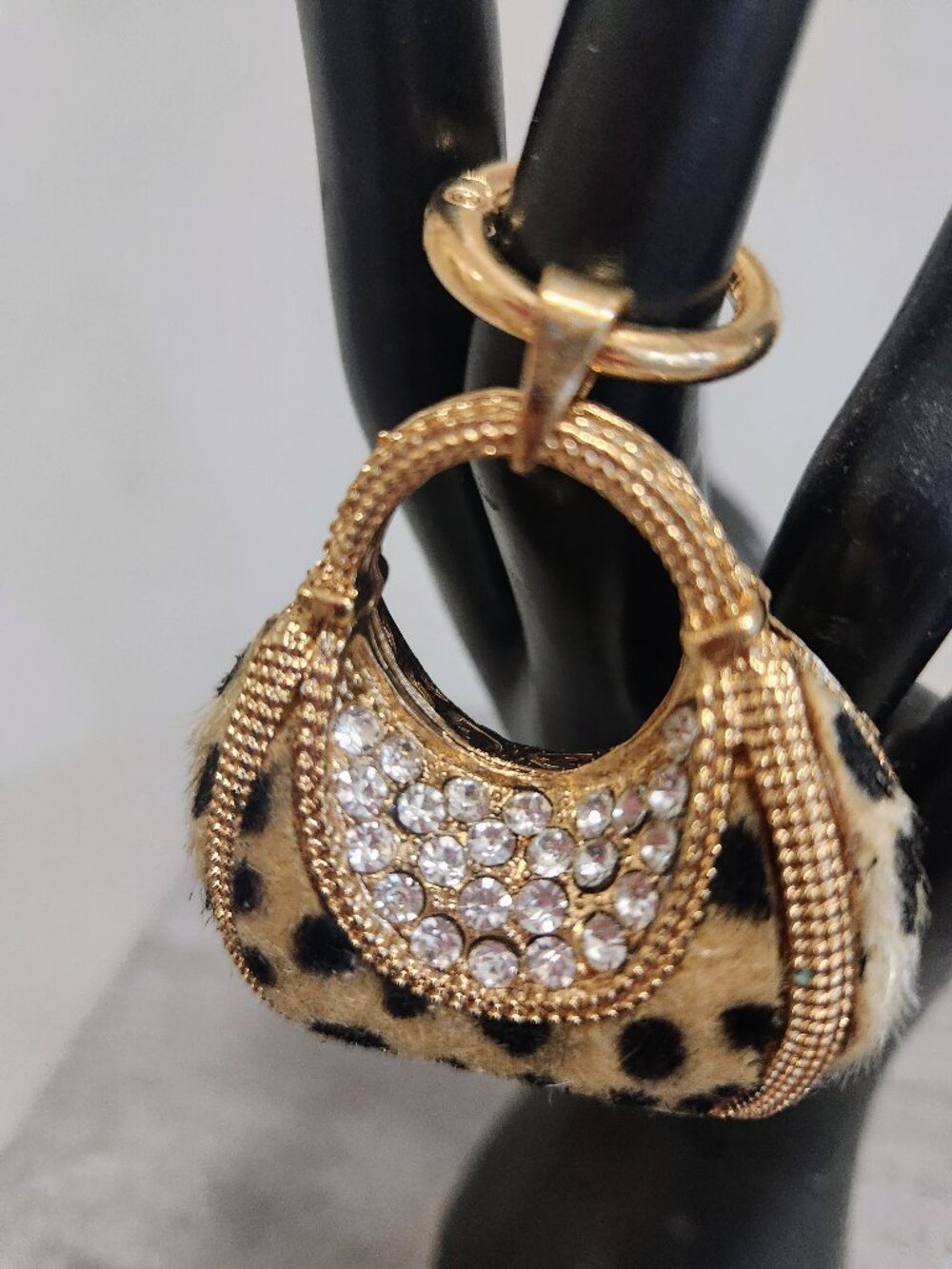 Purse Charm Leopard Print Purse Charm Gold Tone Purse Accessory